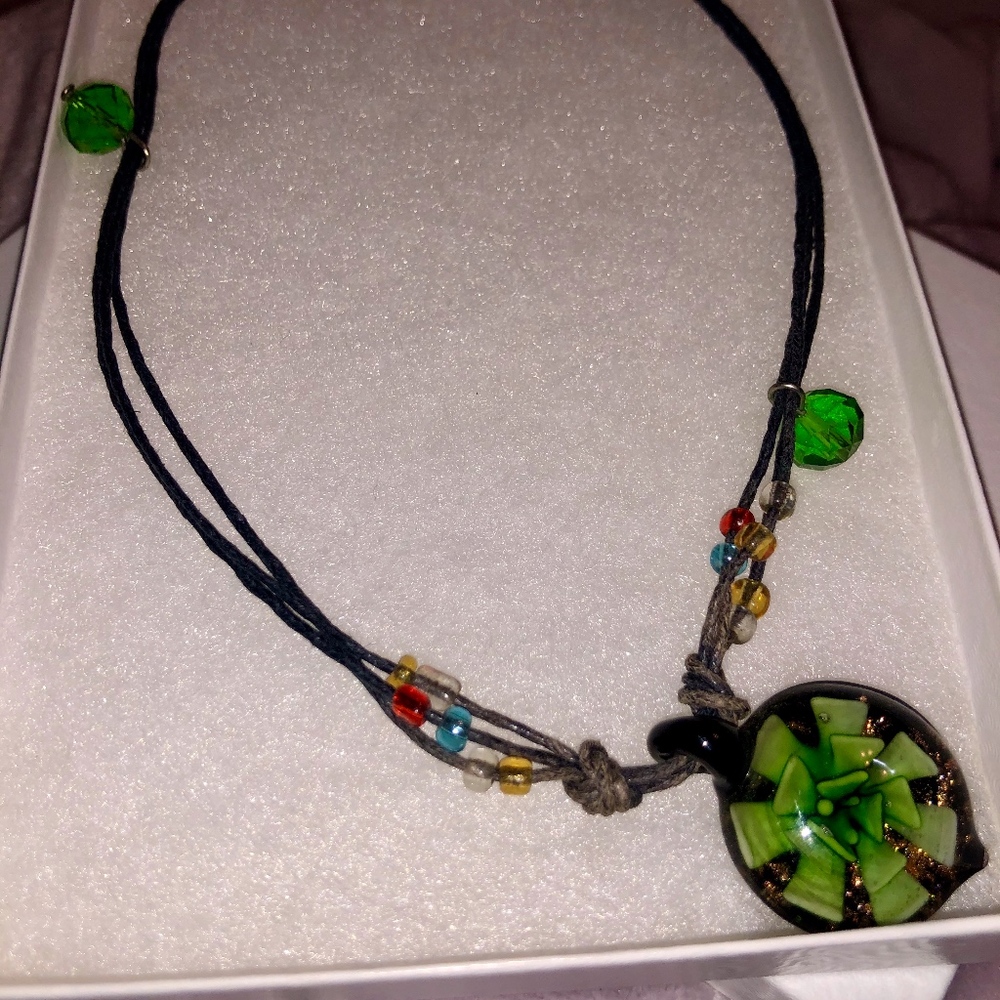 Custom Green Flower Choker Purchased in Italy
